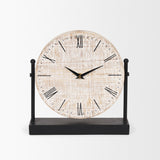 Raja Matte Black Metal with Wood Table Clock - Ornate Home