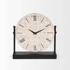 Raja Matte Black Metal with Wood Table Clock - Ornate Home