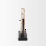 Raja Matte Black Metal with Wood Table Clock - Ornate Home