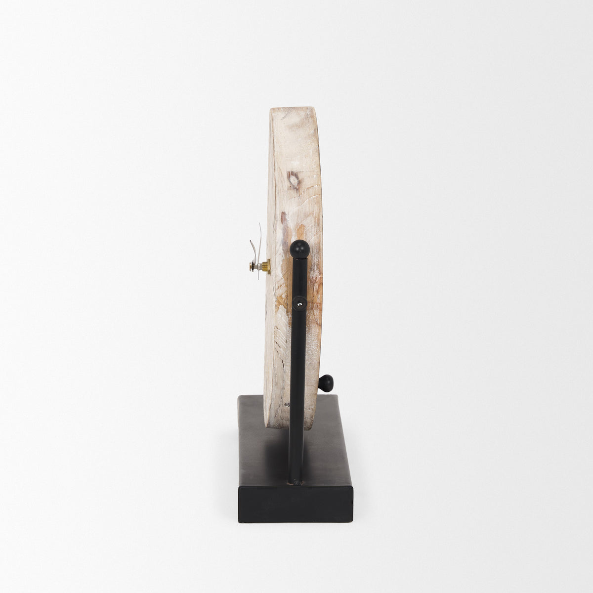 Raja Matte Black Metal with Wood Table Clock - Ornate Home