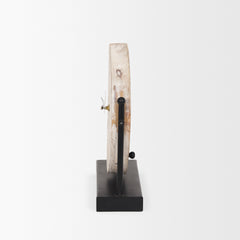 Raja Matte Black Metal with Wood Table Clock - Ornate Home