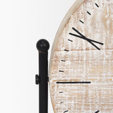 Raja Matte Black Metal with Wood Table Clock - Ornate Home