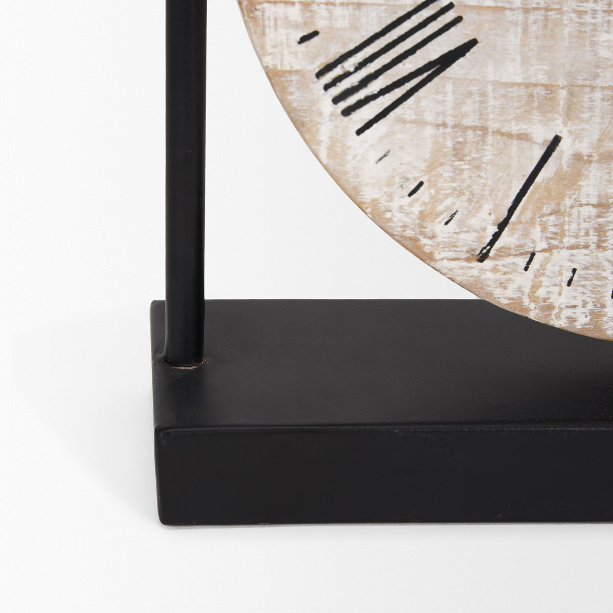 Raja Matte Black Metal with Wood Table Clock - Ornate Home