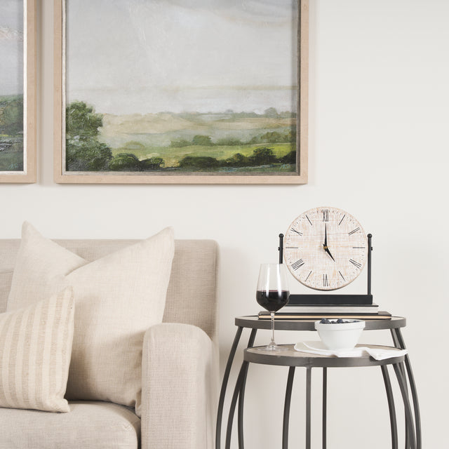 Raja Matte Black Metal with Wood Table Clock - Ornate Home