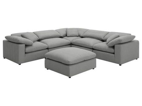 Raleigh Grey Boucle Modular Cloud Sectional 6-piece incl. Ottoman - Ornate Home