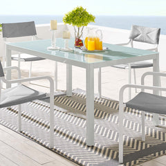 Raleigh White 59" Outdoor Patio Aluminum Dining Table - Ornate Home