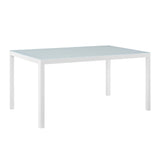 Raleigh White 59" Outdoor Patio Aluminum Dining Table - Ornate Home