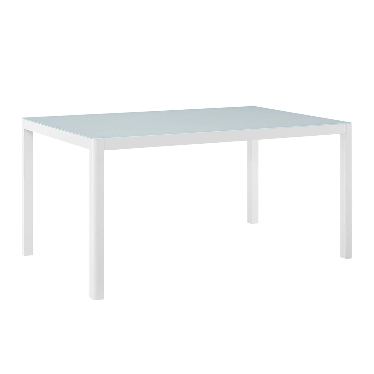 Raleigh White 59" Outdoor Patio Aluminum Dining Table - Ornate Home