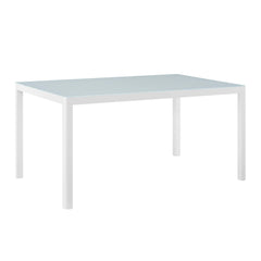 Raleigh White 59" Outdoor Patio Aluminum Dining Table - Ornate Home