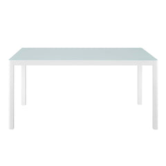 Raleigh White 59" Outdoor Patio Aluminum Dining Table - Ornate Home