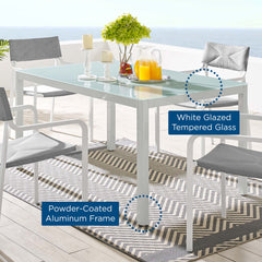 Raleigh White 59" Outdoor Patio Aluminum Dining Table - Ornate Home