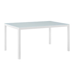 Raleigh White/Navy 7 Piece Outdoor Patio Aluminum Dining Set - Ornate Home