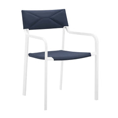 Raleigh White/Navy Outdoor Patio Aluminum Armchair (Set of 2) - Ornate Home