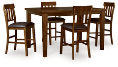 Ralene Medium Brown Counter Height Dining Table and 4 Barstools - Ornate Home