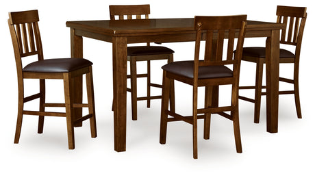 Ralene Medium Brown Counter Height Dining Table and 4 Barstools - Ornate Home