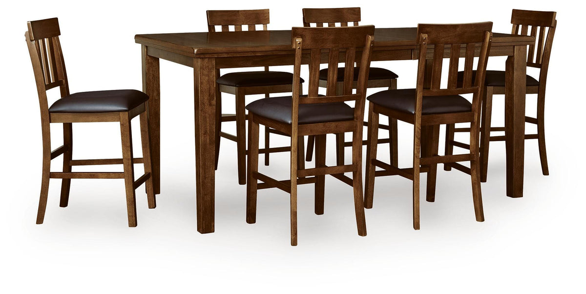 Ralene Medium Brown Counter Hight Dining Table and 6 Barstools - Ornate Home