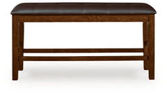Ralene Medium Brown DBL Counter UPH Bench (1/CN) - Ornate Home