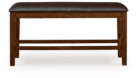 Ralene Medium Brown DBL Counter UPH Bench (1/CN) - Ornate Home