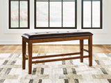 Ralene Medium Brown DBL Counter UPH Bench (1/CN) - Ornate Home
