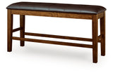 Ralene Medium Brown DBL Counter UPH Bench (1/CN) - Ornate Home