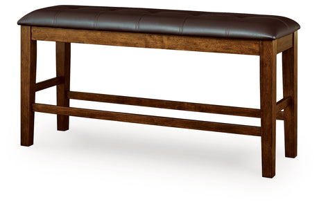 Ralene Medium Brown DBL Counter UPH Bench (1/CN) - Ornate Home