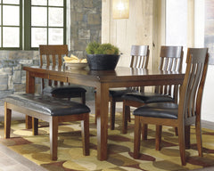 Ralene Medium Brown Dining Table and 4 Chairs and Bench - Ornate Home