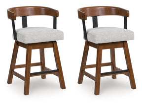 Ralene Medium Brown Upholstered Swivel Barstool (Set of 2) (Online Special Price) - Ornate Home