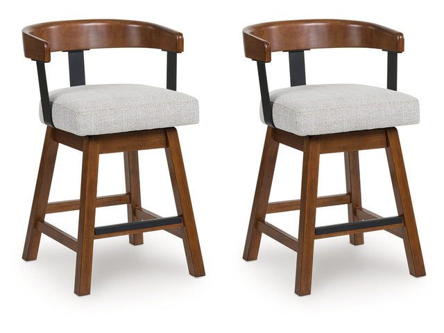 Ralene Medium Brown Upholstered Swivel Barstool (Set of 2) (Online Special Price) - Ornate Home