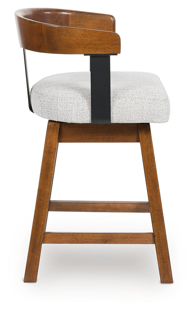 Ralene Medium Brown Upholstered Swivel Barstool (Set of 2) (Online Special Price) - Ornate Home
