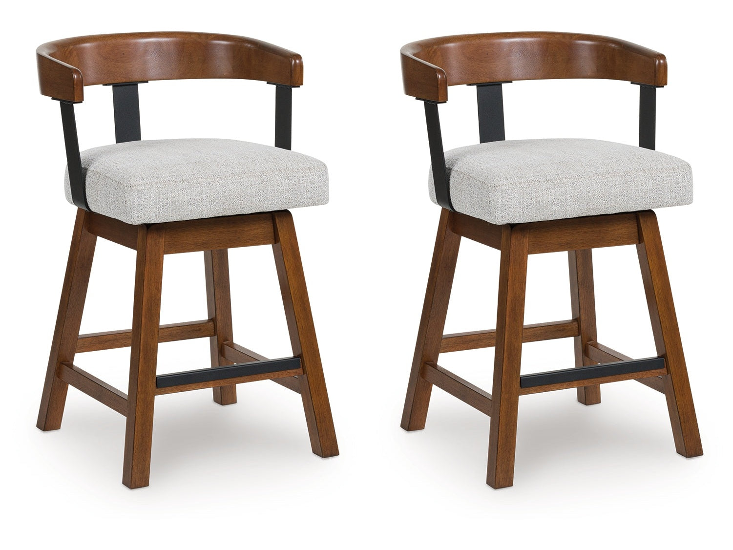 Ralene Medium Brown Upholstered Swivel Barstool (Set of 2) - Ornate Home