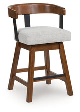 Ralene Medium Brown Upholstered Swivel Barstool (Set of 2) - Ornate Home