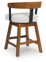 Ralene Medium Brown Upholstered Swivel Barstool (Set of 2) - Ornate Home