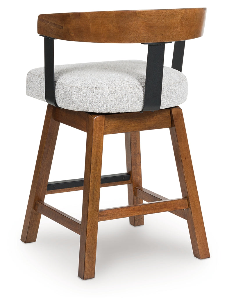 Ralene Medium Brown Upholstered Swivel Barstool (Set of 2) - Ornate Home
