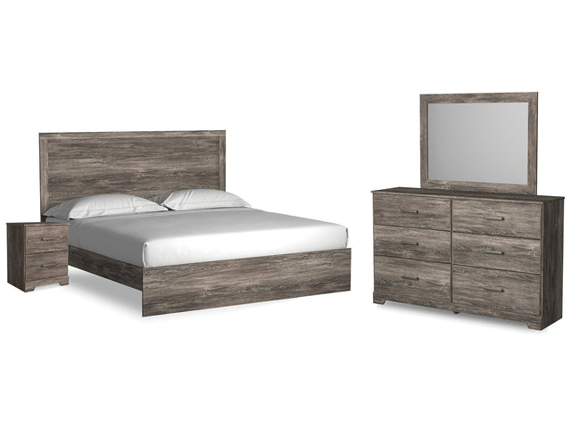 Ralinksi Gray King Panel Bed & Dresser & Mirror & & Nightstand - Ornate Home
