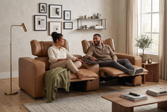 Rally Pro Caramel 3-Piece Dual Power Reclining Sofa with Console & Immersive Sound System - Ornate Home