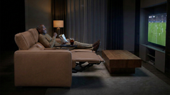 Rally Pro Caramel 3-Piece Dual Power Reclining Sofa with Console & Immersive Sound System - Ornate Home