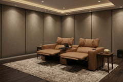 Rally Pro Caramel 3-Piece Dual Power Reclining Sofa with Console & Immersive Sound System - Ornate Home