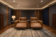 Rally Pro Caramel 3-Piece Dual Power Reclining Sofa with Console & Immersive Sound System - Ornate Home