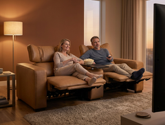 Rally Pro Caramel 3-Piece Dual Power Reclining Sofa with Console & Immersive Sound System - Ornate Home