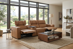 Rally Pro Caramel 4-Piece Dual Power Reclining Sofa with Console & Immersive Sound System - Ornate Home