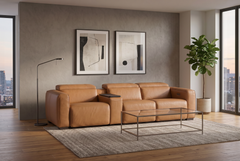 Rally Pro Caramel 4-Piece Triple Power Reclining Sofa with Console & Immersive Sound System - Ornate Home