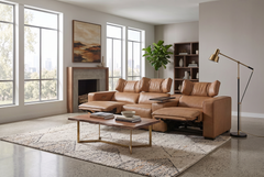 Rally Pro Caramel 4-Piece Triple Power Reclining Sofa with Console & Immersive Sound System - Ornate Home