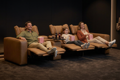 Rally Pro Caramel 4-Piece Triple Power Reclining Sofa with Console & Immersive Sound System - Ornate Home