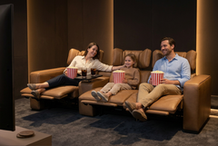 Rally Pro Caramel 4-Piece Triple Power Reclining Sofa with Console & Immersive Sound System - Ornate Home