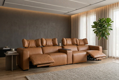 Rally Pro Caramel 5-Piece Dual Power Reclining Sofa with Console & Immersive Sound System - Ornate Home