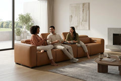 Rally Pro Caramel 5-Piece Dual Power Reclining Sofa with Console & Immersive Sound System - Ornate Home