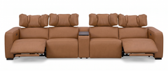 Rally Pro Caramel 5-Piece Dual Power Reclining Sofa with Console & Immersive Sound System - Ornate Home