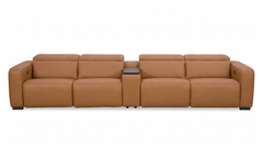 Rally Pro Caramel 5-Piece Dual Power Reclining Sofa with Console & Immersive Sound System - Ornate Home