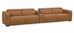 Rally Pro Caramel 5-Piece Dual Power Reclining Sofa with Console & Immersive Sound System - Ornate Home