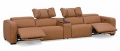 Rally Pro Caramel 5-Piece Dual Power Reclining Sofa with Console & Immersive Sound System - Ornate Home